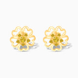 Yellow Gold & Yellow Diamond  Open Floral Studs