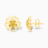 Yellow Gold & Yellow Diamond  Open Floral Studs