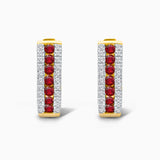 Dual Row Diamond & Ruby Huggies