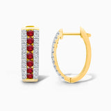 Dual Row Diamond & Ruby Huggies