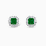 Colombian Emerald Diamond Halo Studs