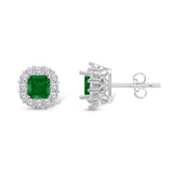 Colombian Emerald Diamond Halo Studs