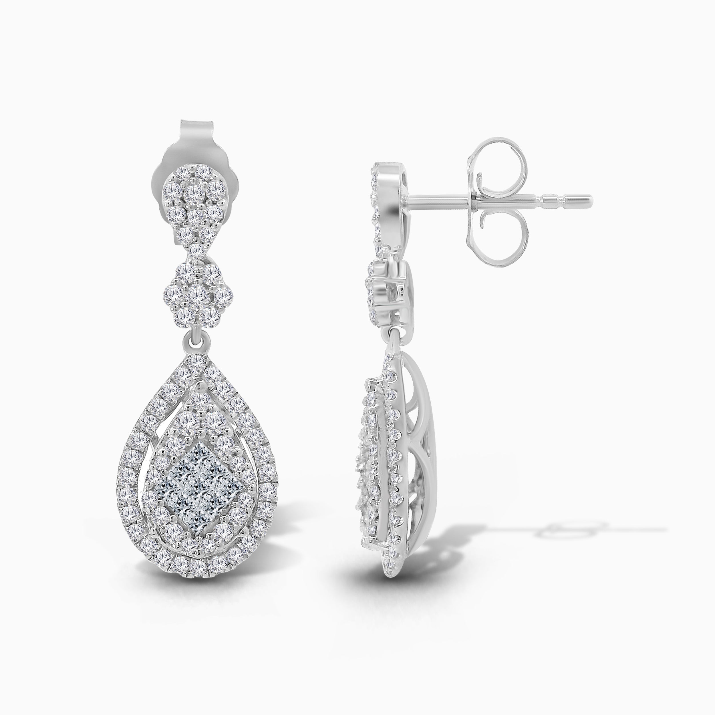 1CT Diamond Pear Princess Earrings