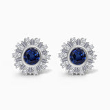 Blue Sapphire and White Diamond Amulet Studs