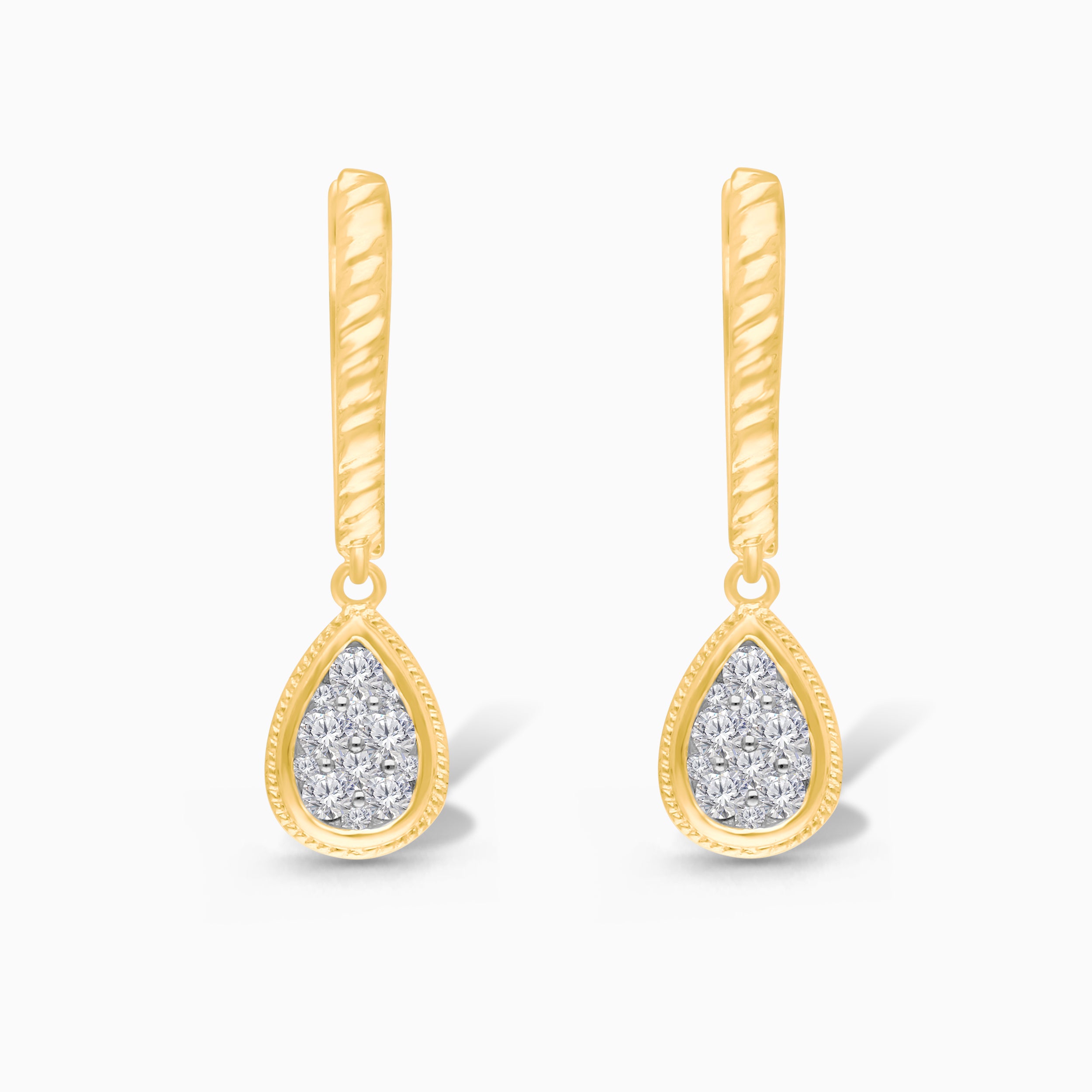 Pave Pear Diamond Huggies