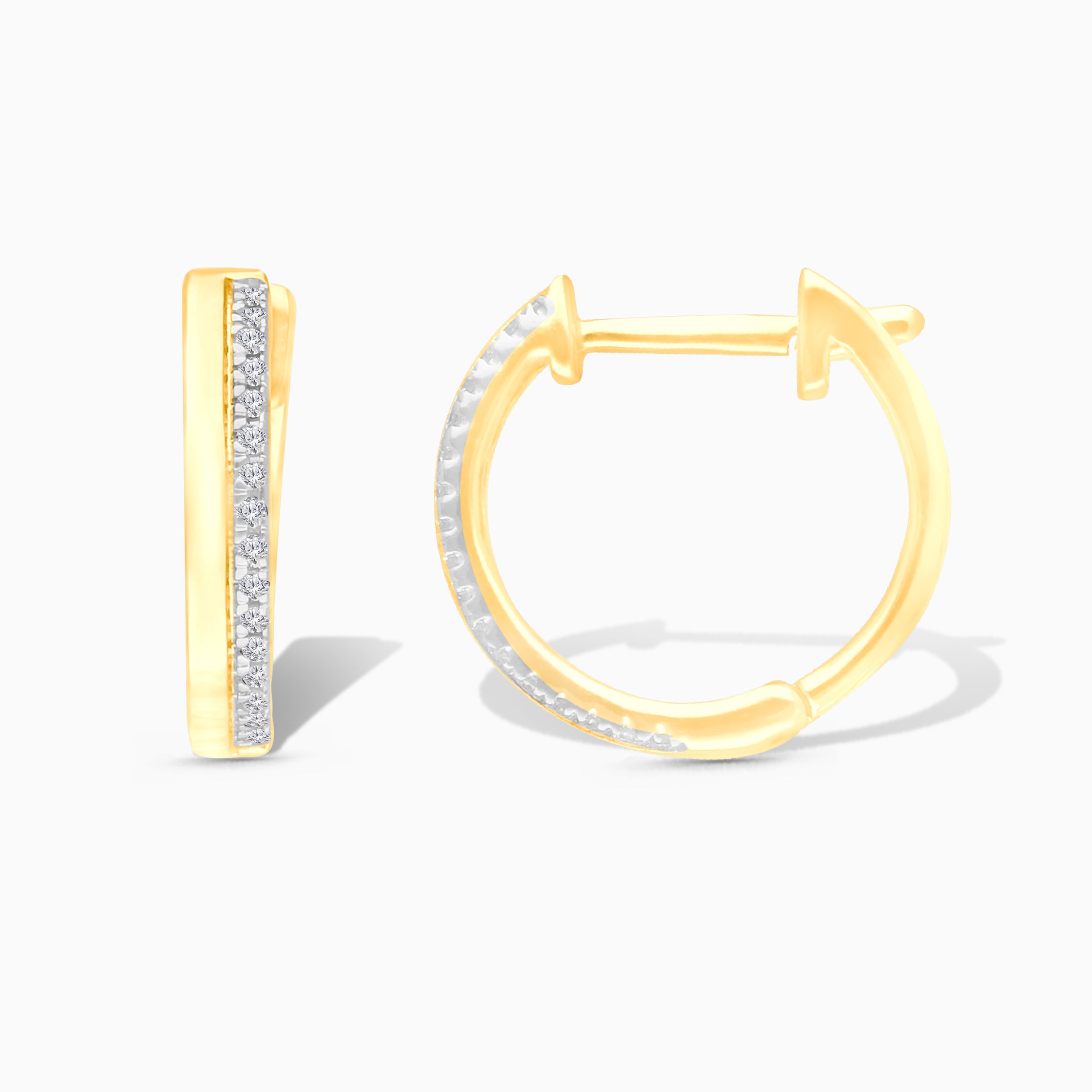 Gold & Diamond Pave Huggies