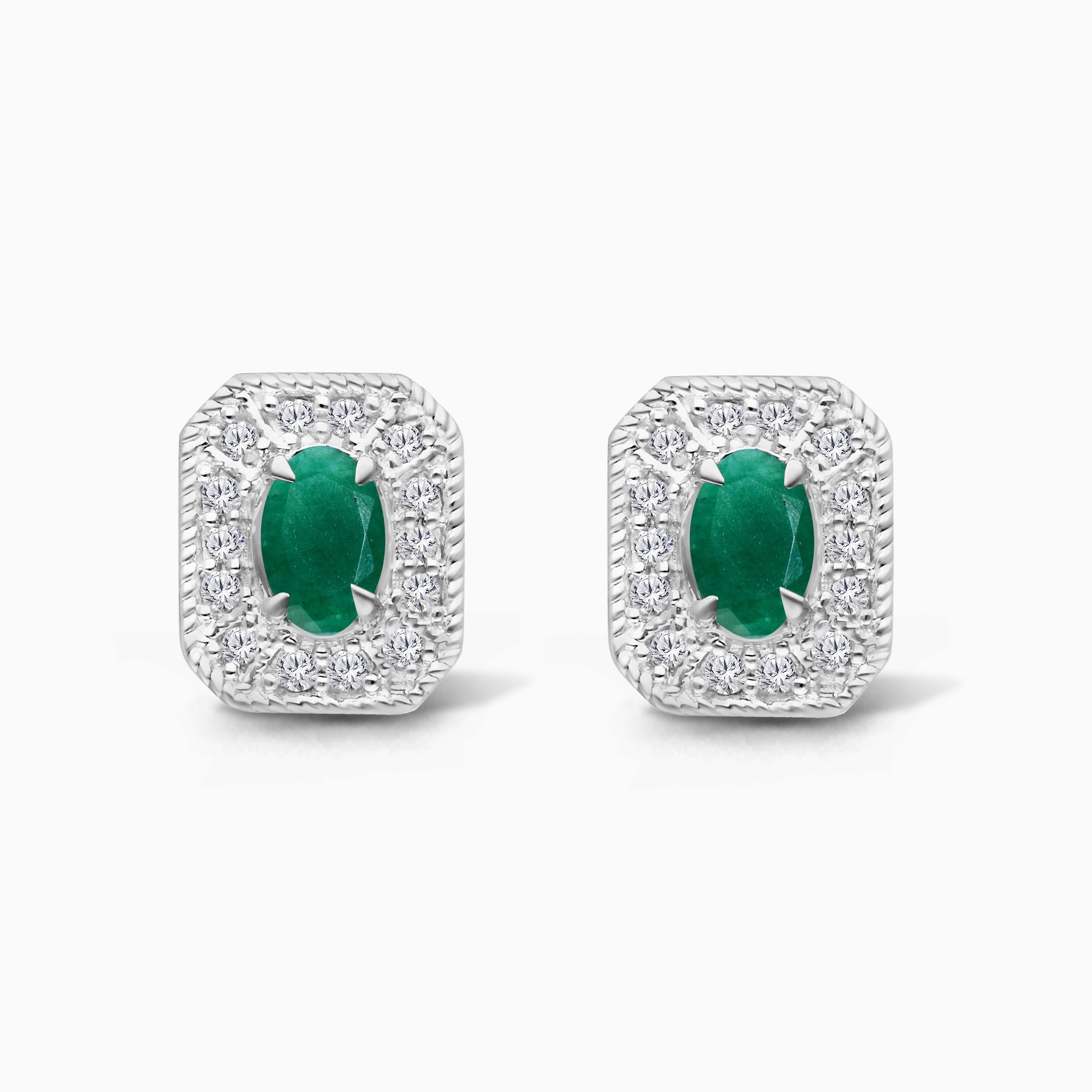 Portrait Emerald & Diamond Studs