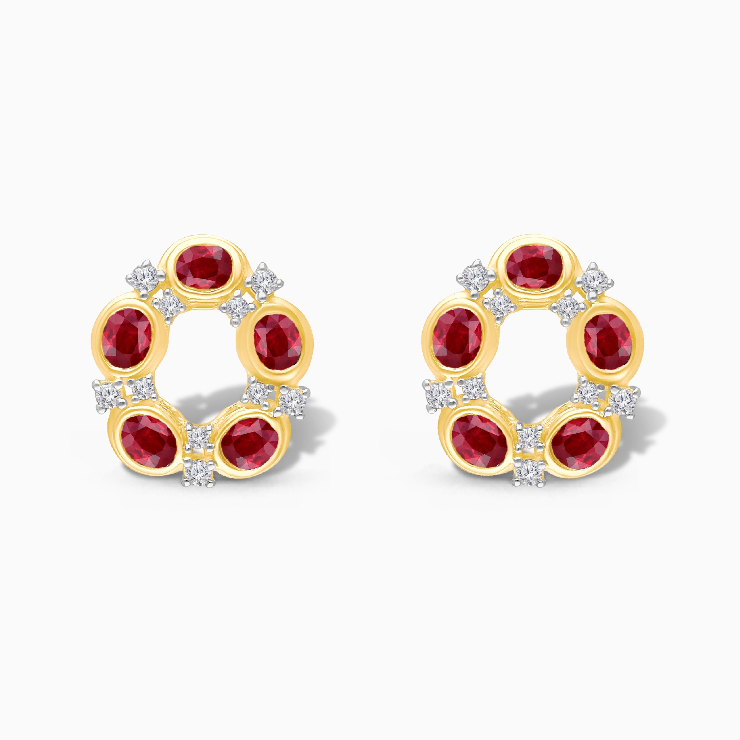 Ruby & Diamond Wreath Studs