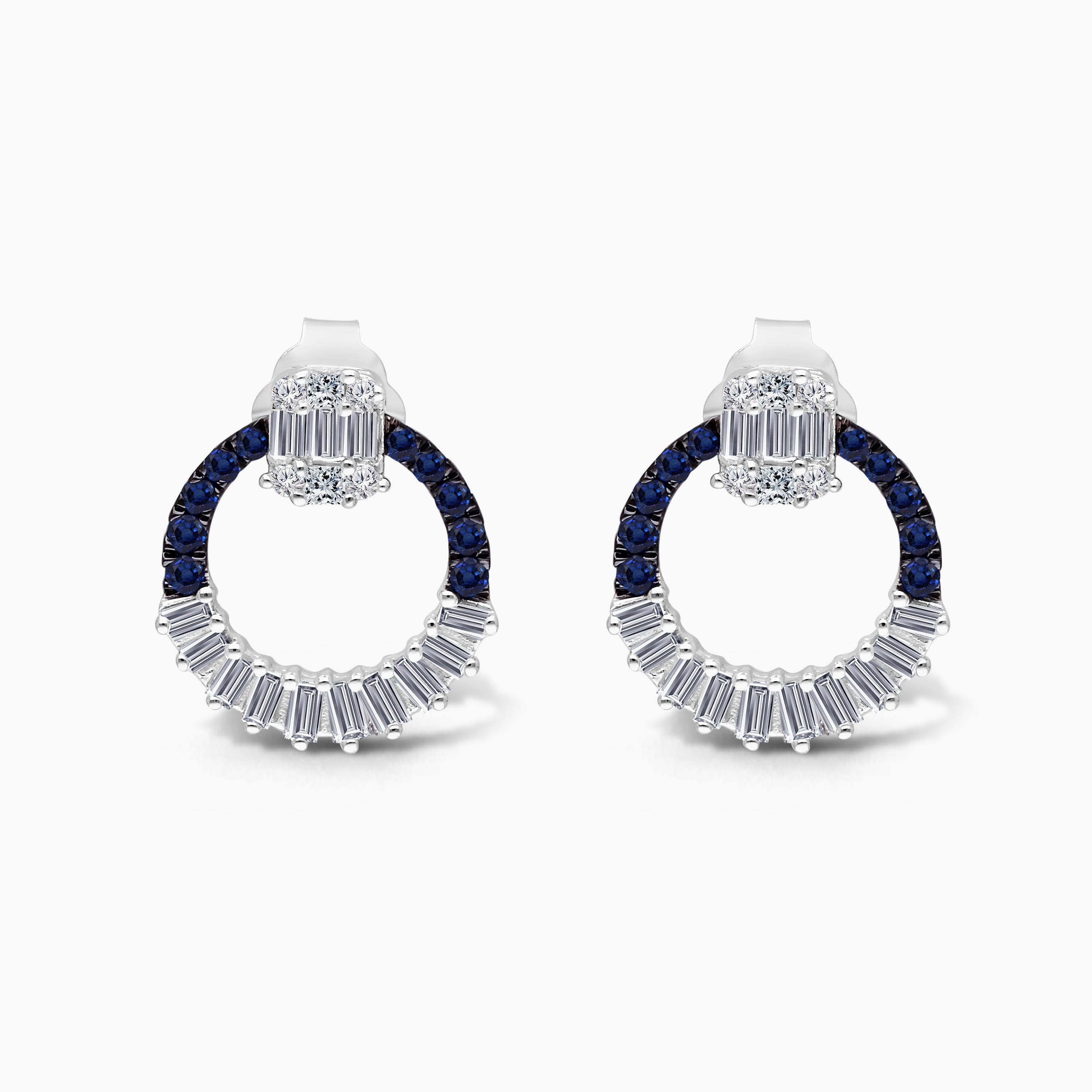 Diamond & Blue Sapphire Door Knocker Earrings