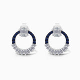 Diamond & Blue Sapphire Door Knocker Earrings