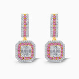 Pink Sapphire Halo Diamond Drops