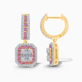 Pink Sapphire Halo Diamond Drops
