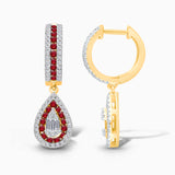 Ruby and White Diamond Tear Drops