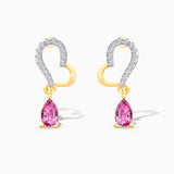 Pink Sapphire Heart Dangle Earrings