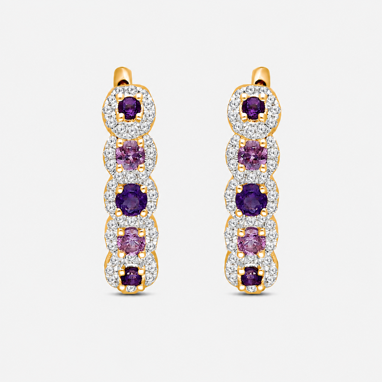 Amethyst & Pink Sapphire Hoops Amethyst