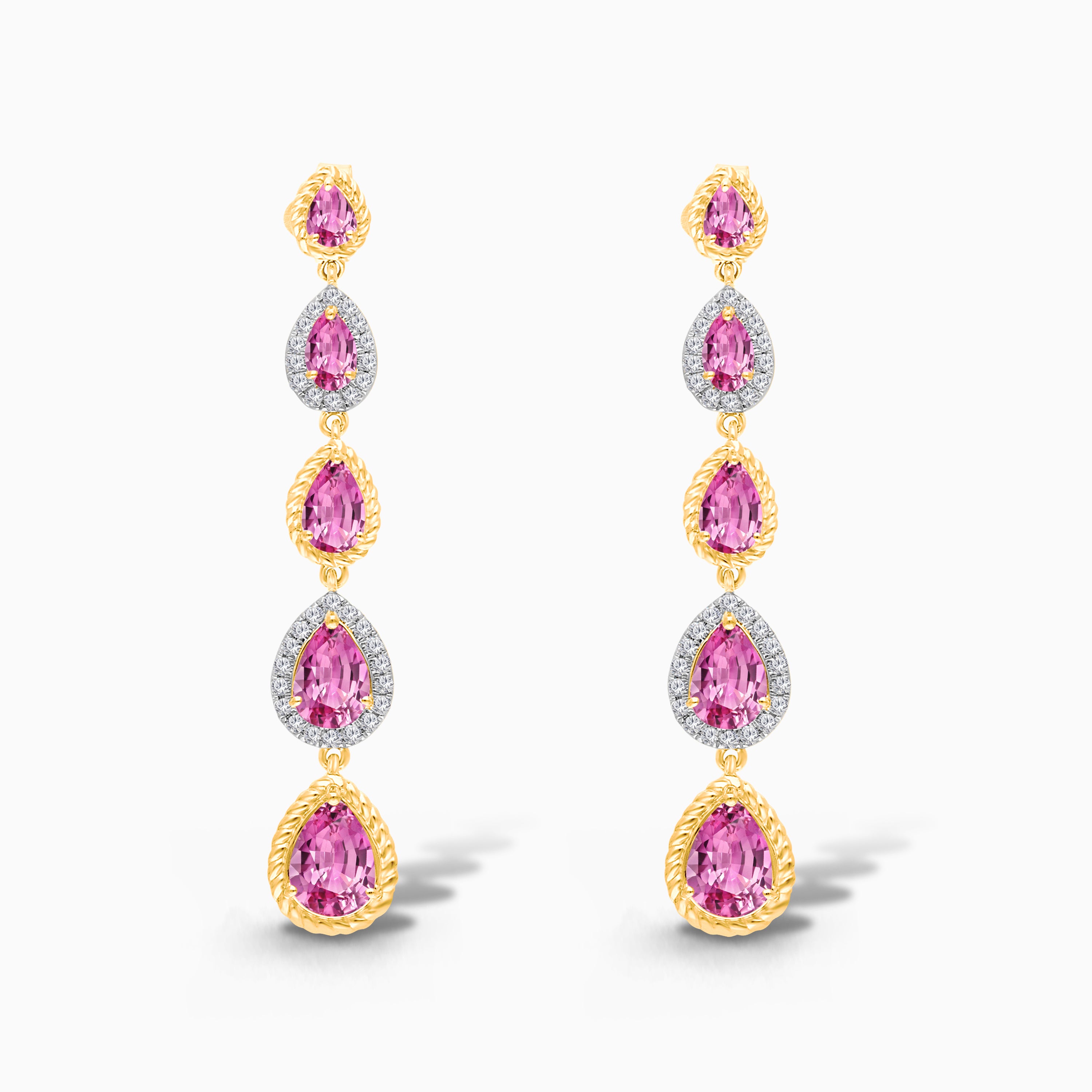 Graduated Pink Sapphire Tennis Earrings