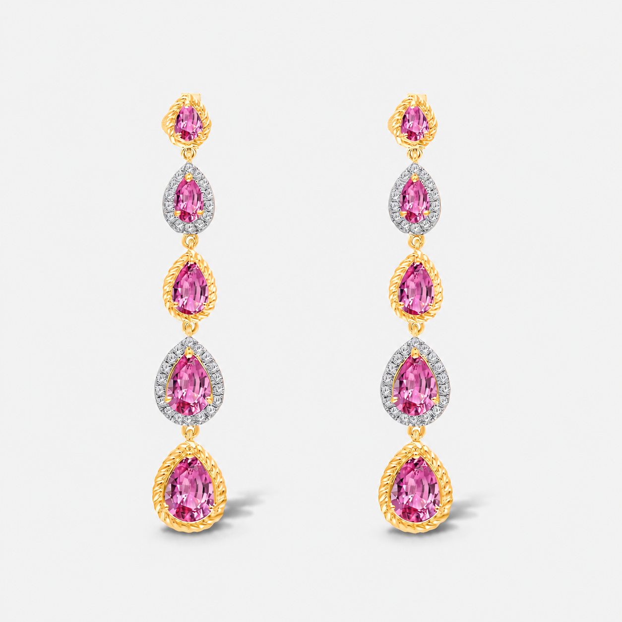 Graduated Pink Sapphire Tennis Earrings Pink Sapphire