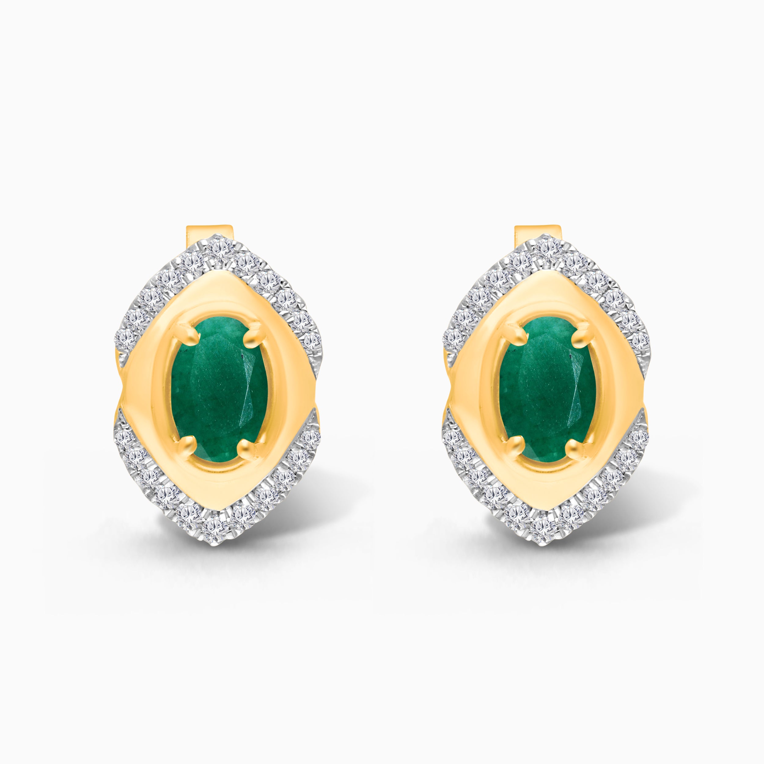 Diamond Oval and Emerald Vintage Stud