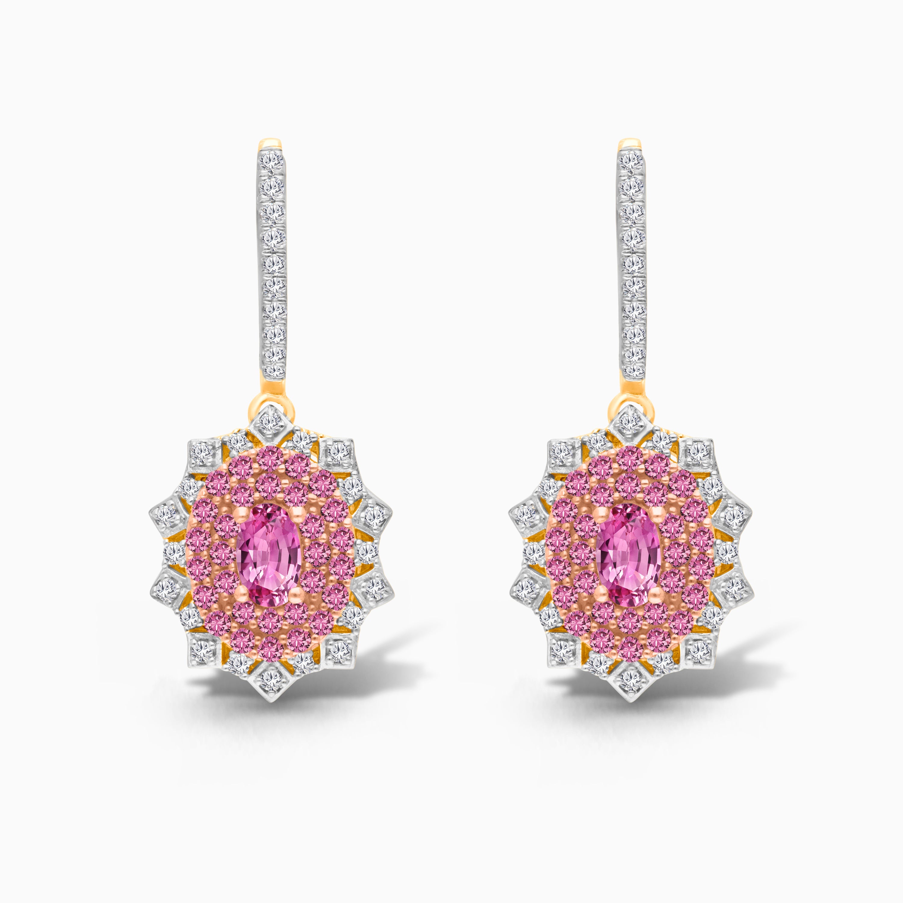 Pink Mirror Sapphire & Diamond Earrings