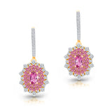 14 kt Yellow Gold Pink Sapphire with White Diamond Classic Earring