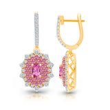 14 kt Yellow Gold Pink Sapphire with White Diamond Classic Earring