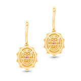 14 kt Yellow Gold Pink Sapphire with White Diamond Classic Earring