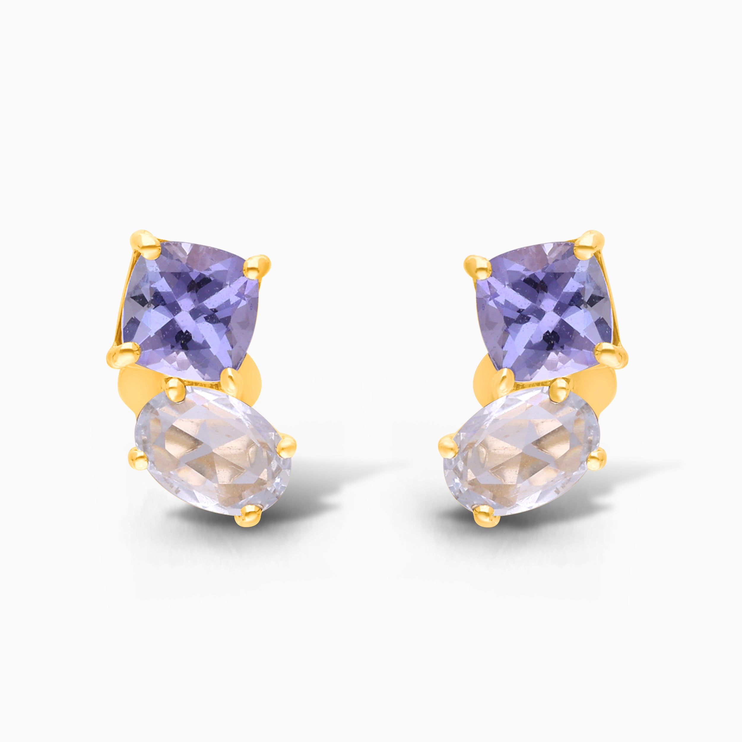 Perfect Pear White Sapphire & Tanzanite Stud Earrings