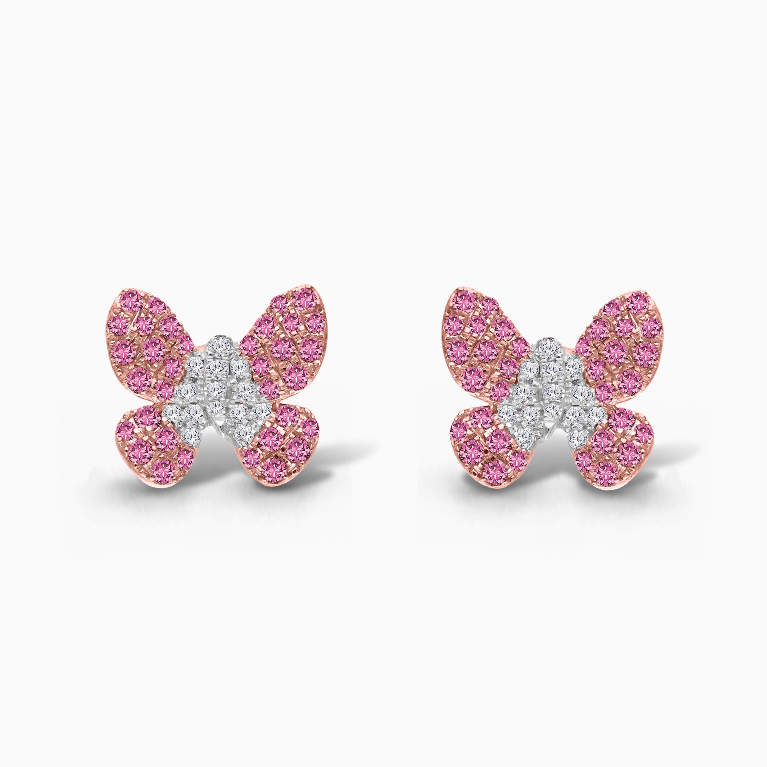 Pink Pave Butterfly Studs