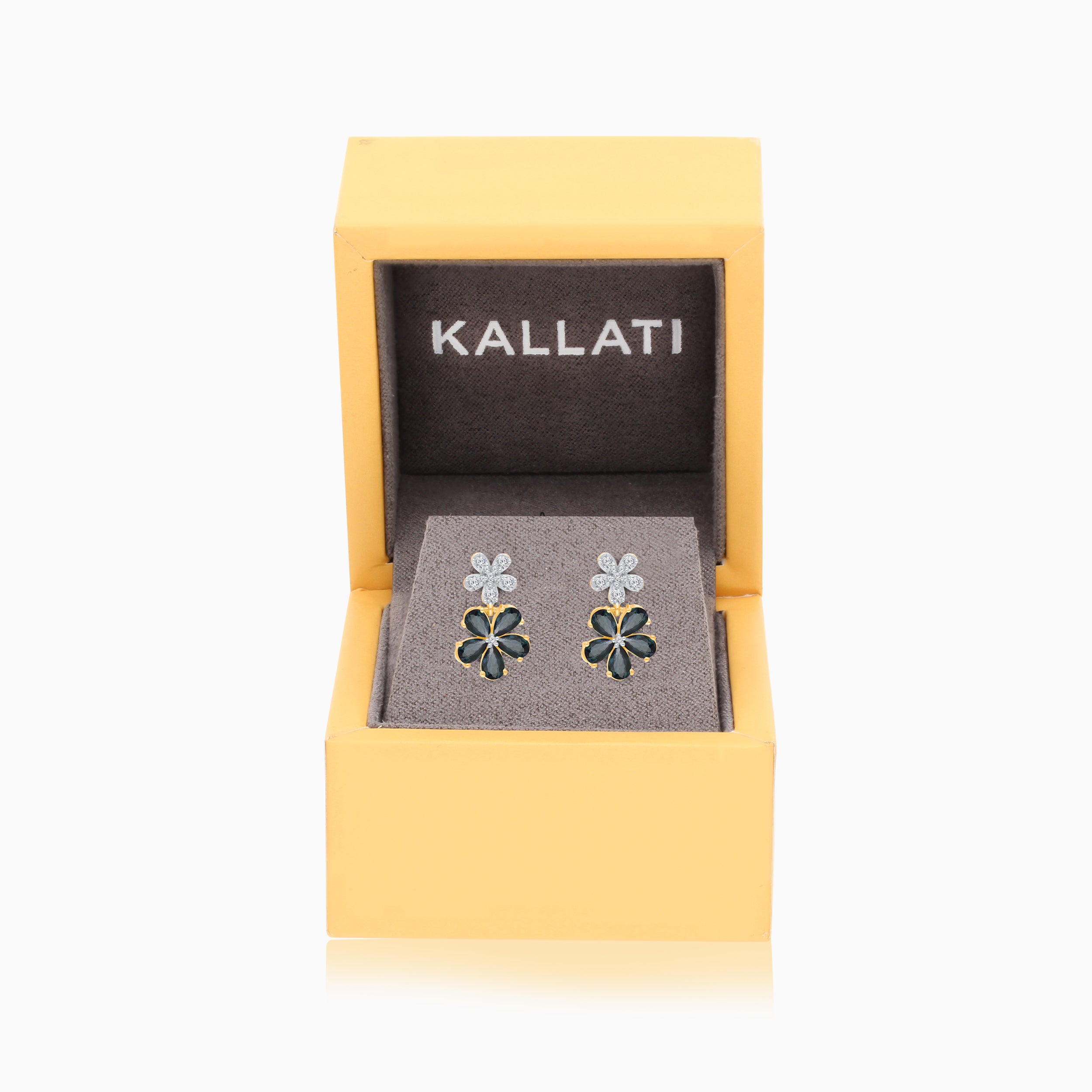 Diamond Sapphire Floral Drop Earrings