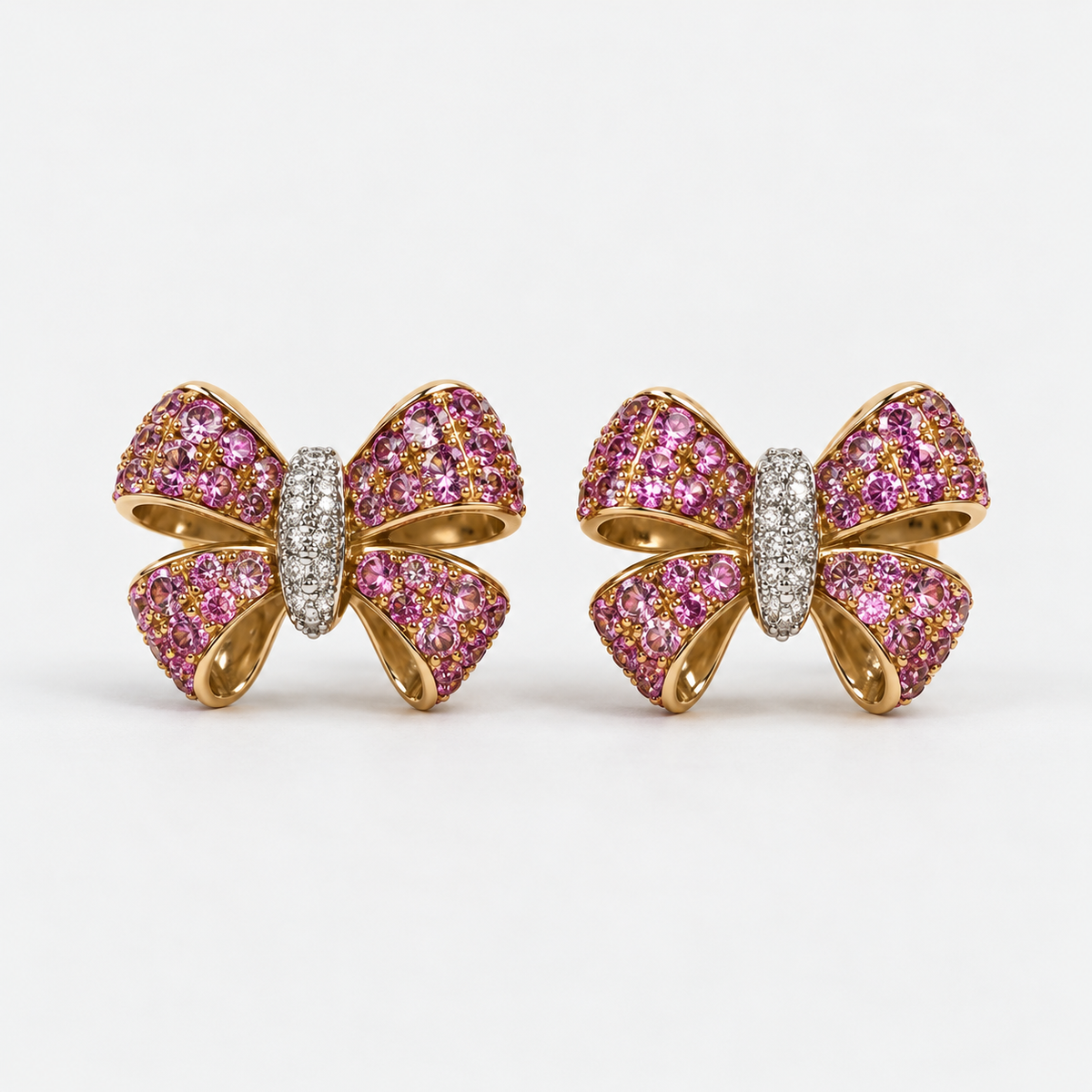 Pink Ribbon Sapphire & Diamond Studs