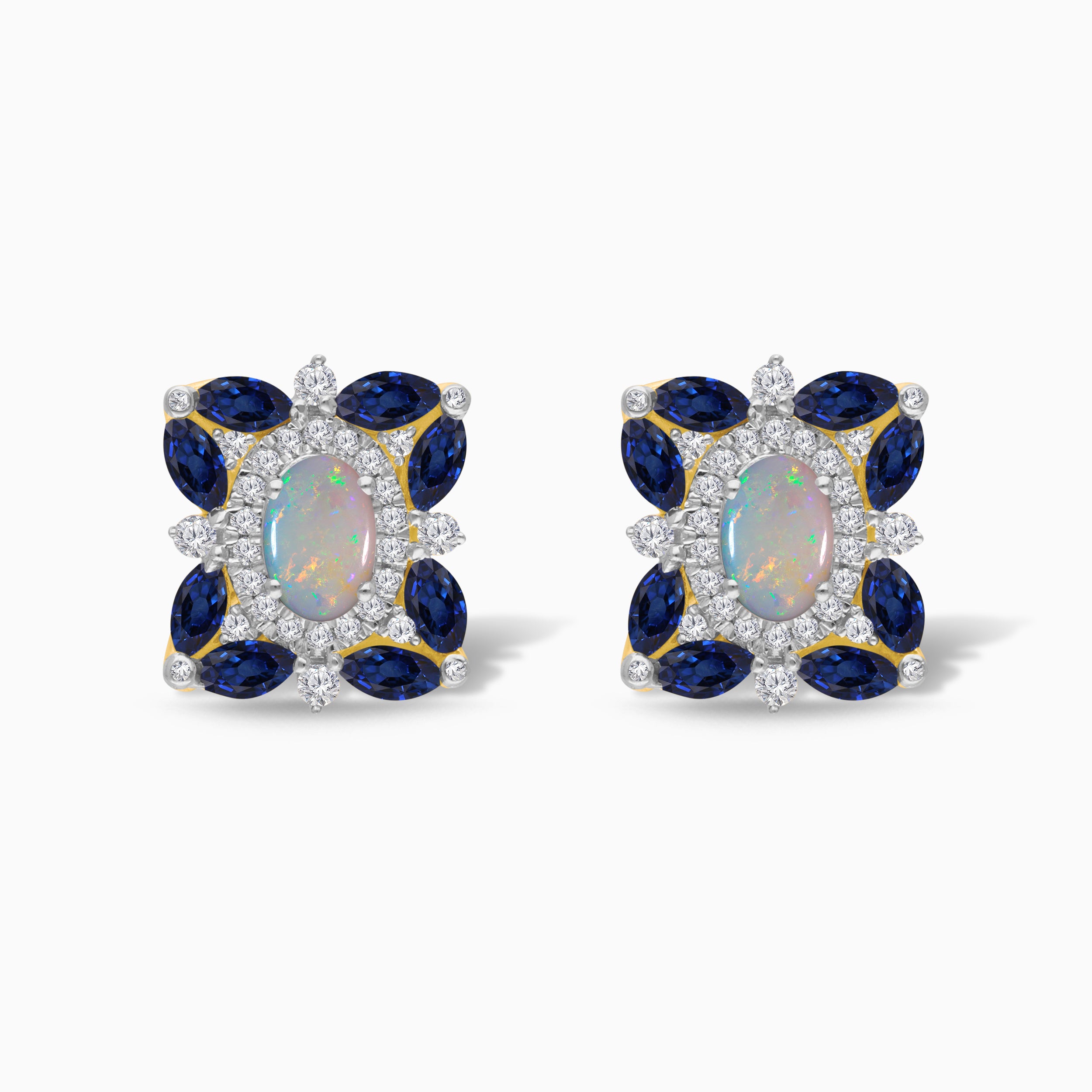 Opal Bloom Sapphire & Diamond Studs