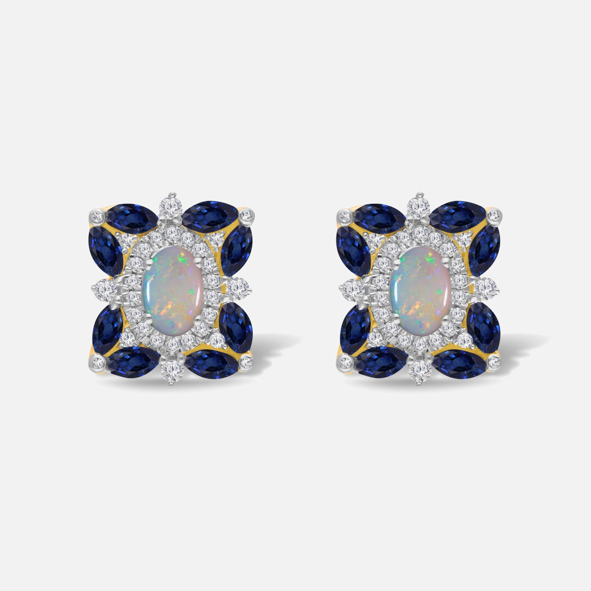 Opal Bloom Sapphire & Diamond Studs opal
