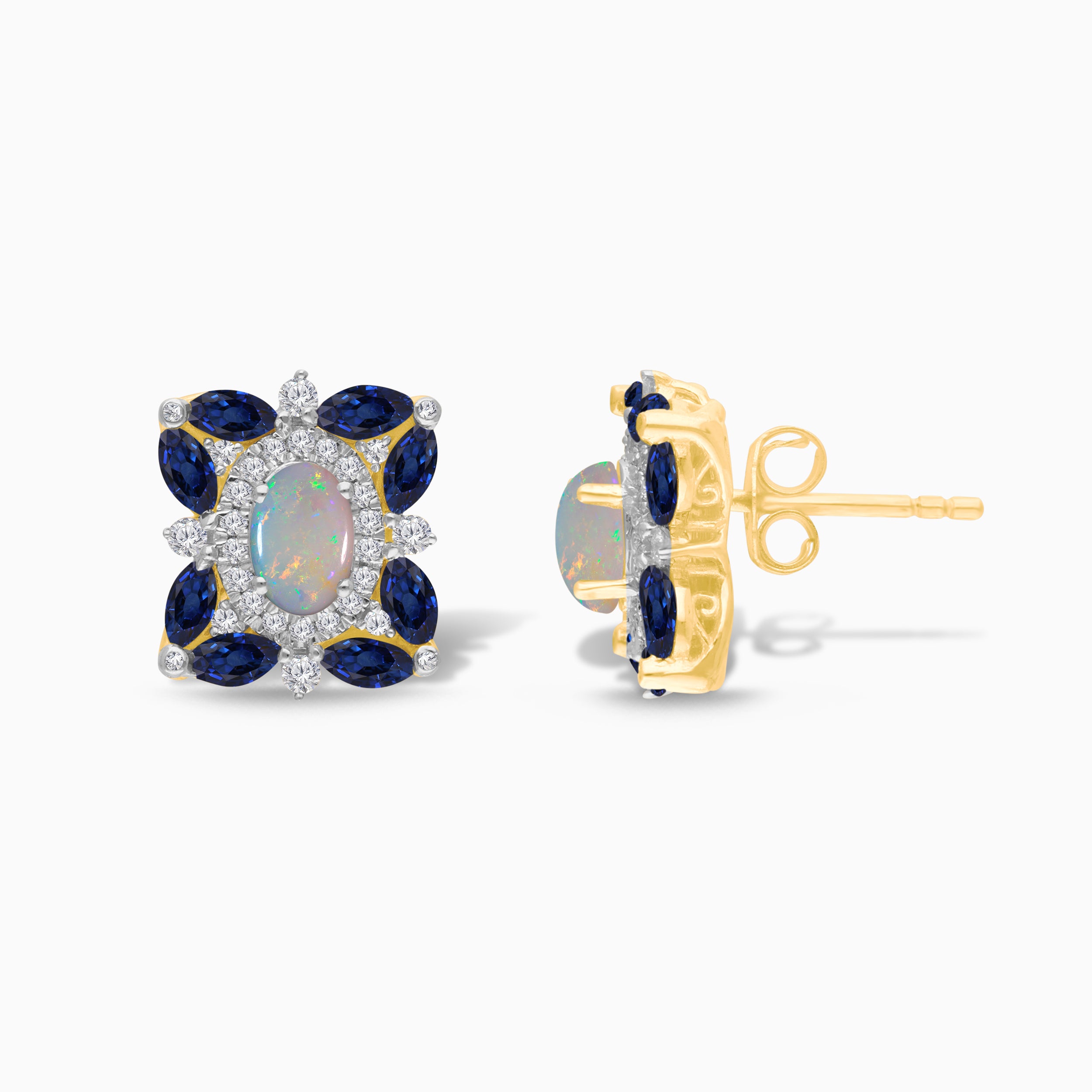Opal Bloom Sapphire & Diamond Studs