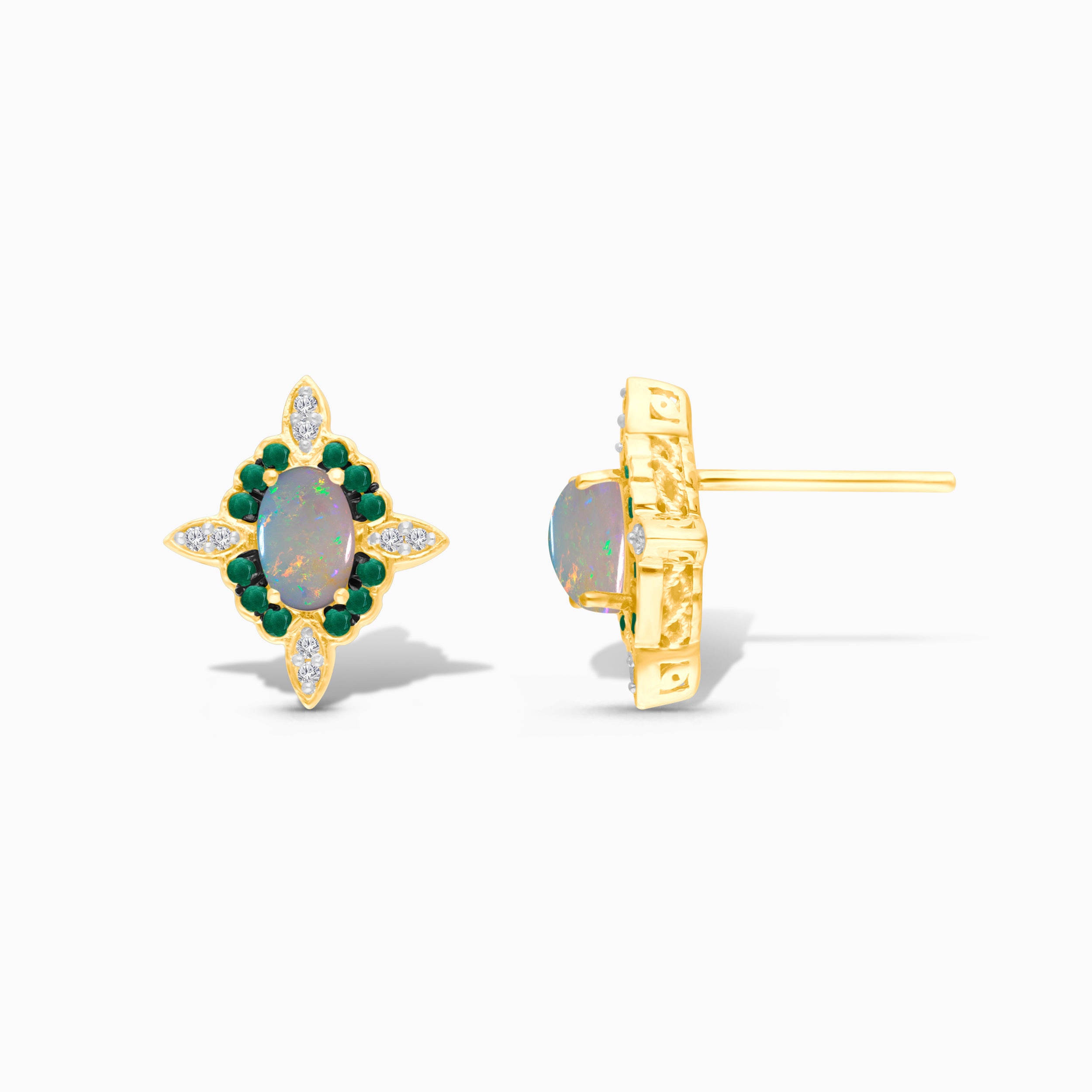 Ethereal Garden Opal & Emerald Studs