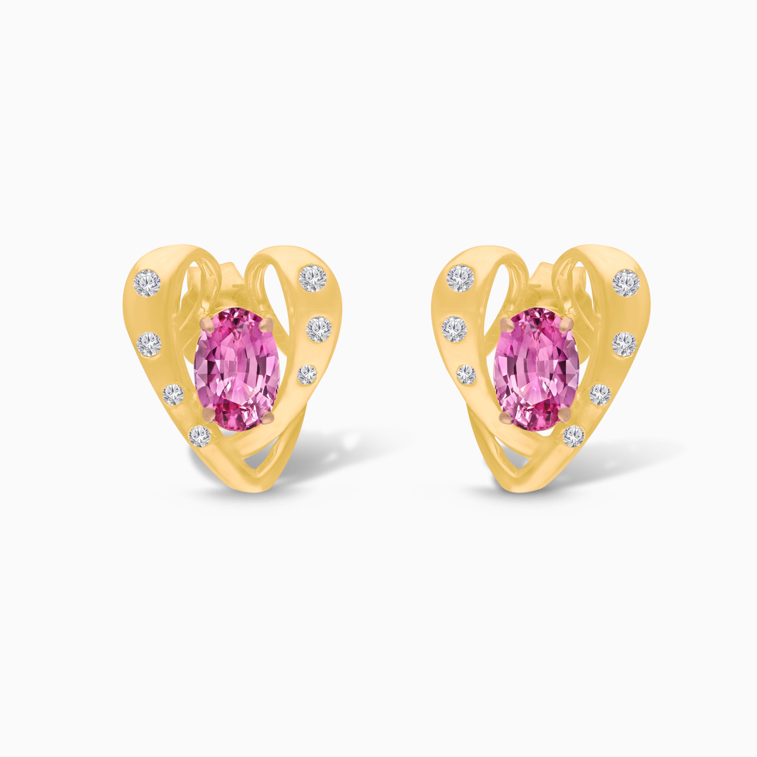 Open Heart Pink Sapphire & Diamond Studs