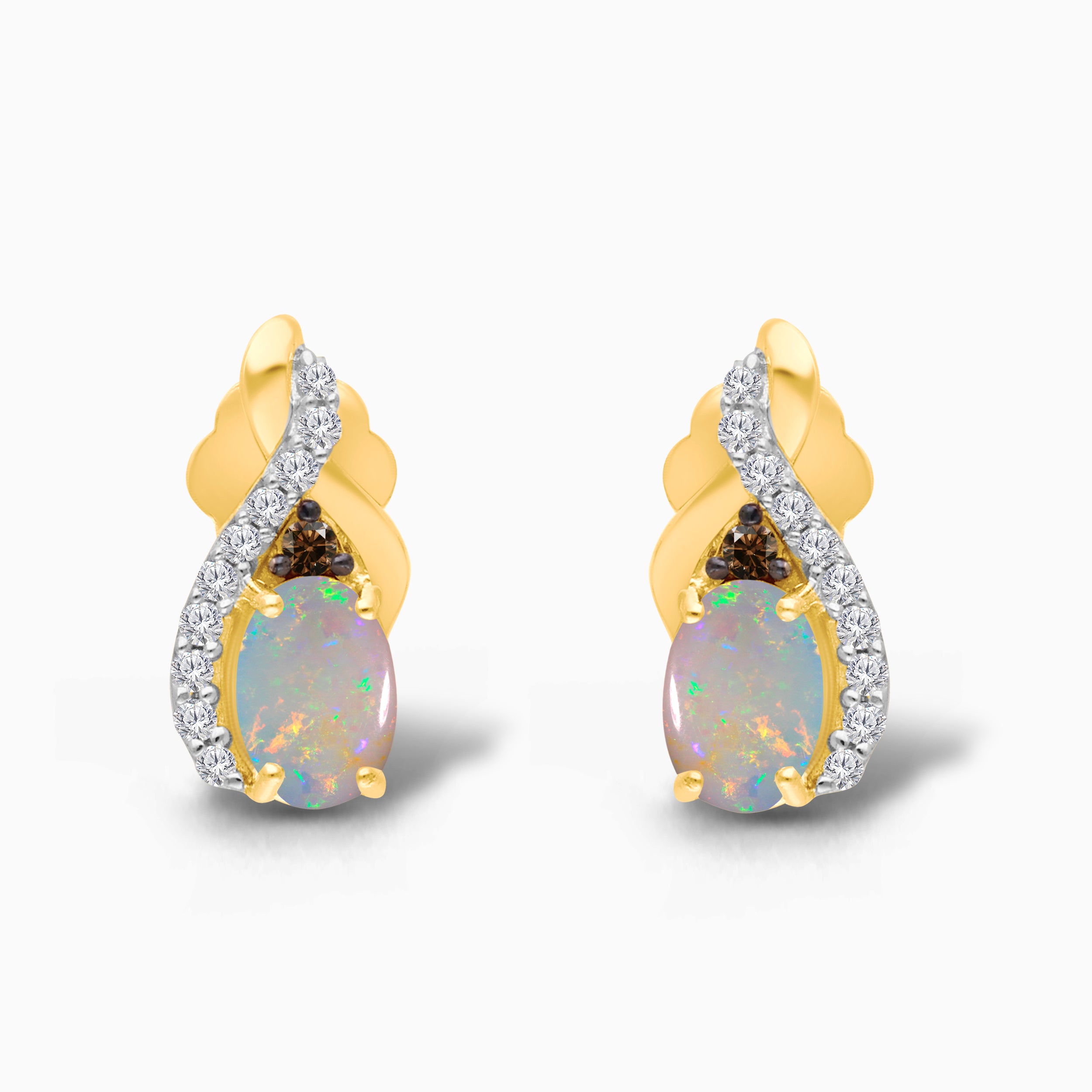 Cafe Creme Opal & Diamond Studs