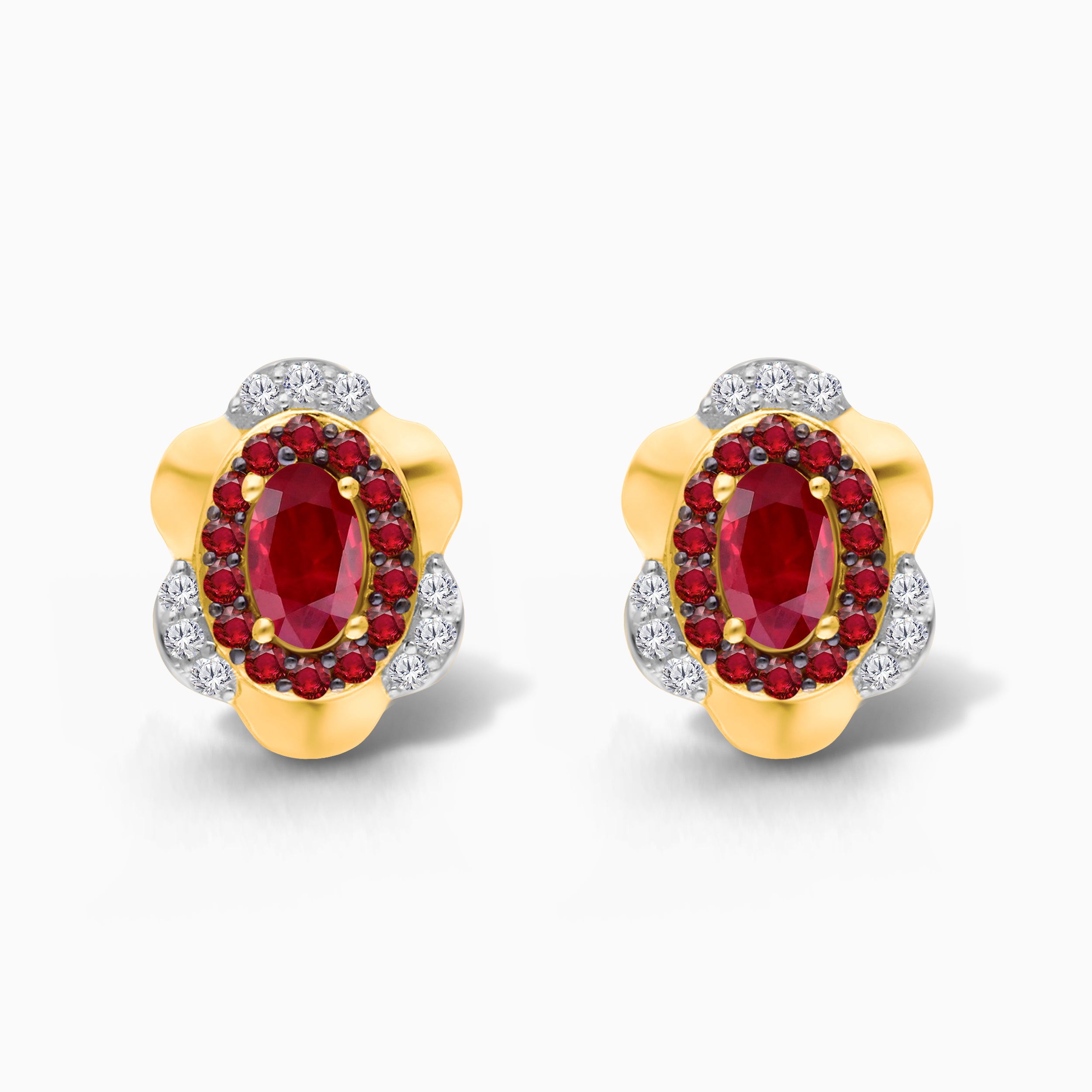 Trio Cluster Ruby Studs