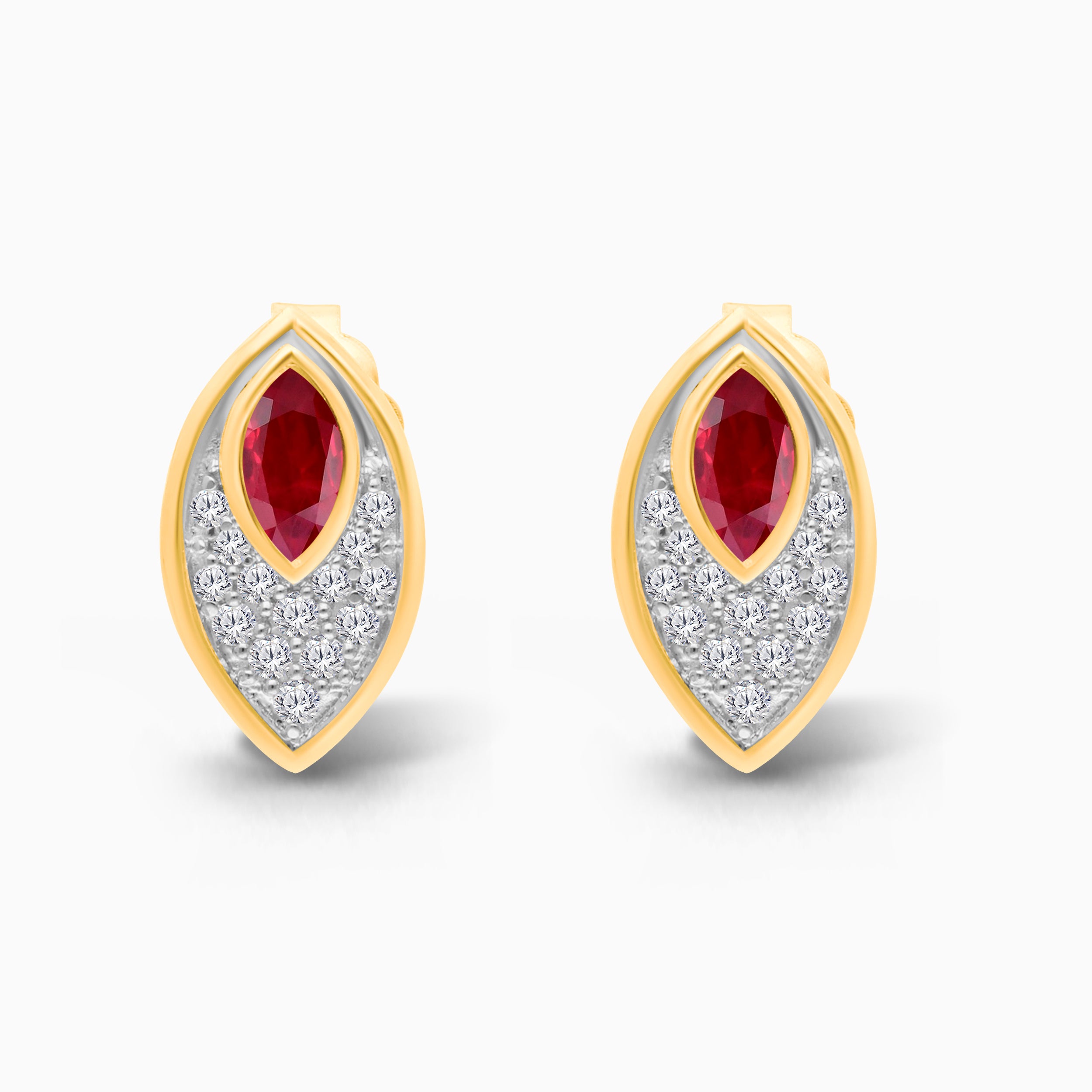 Dual Marquise Diamond & Ruby Earring