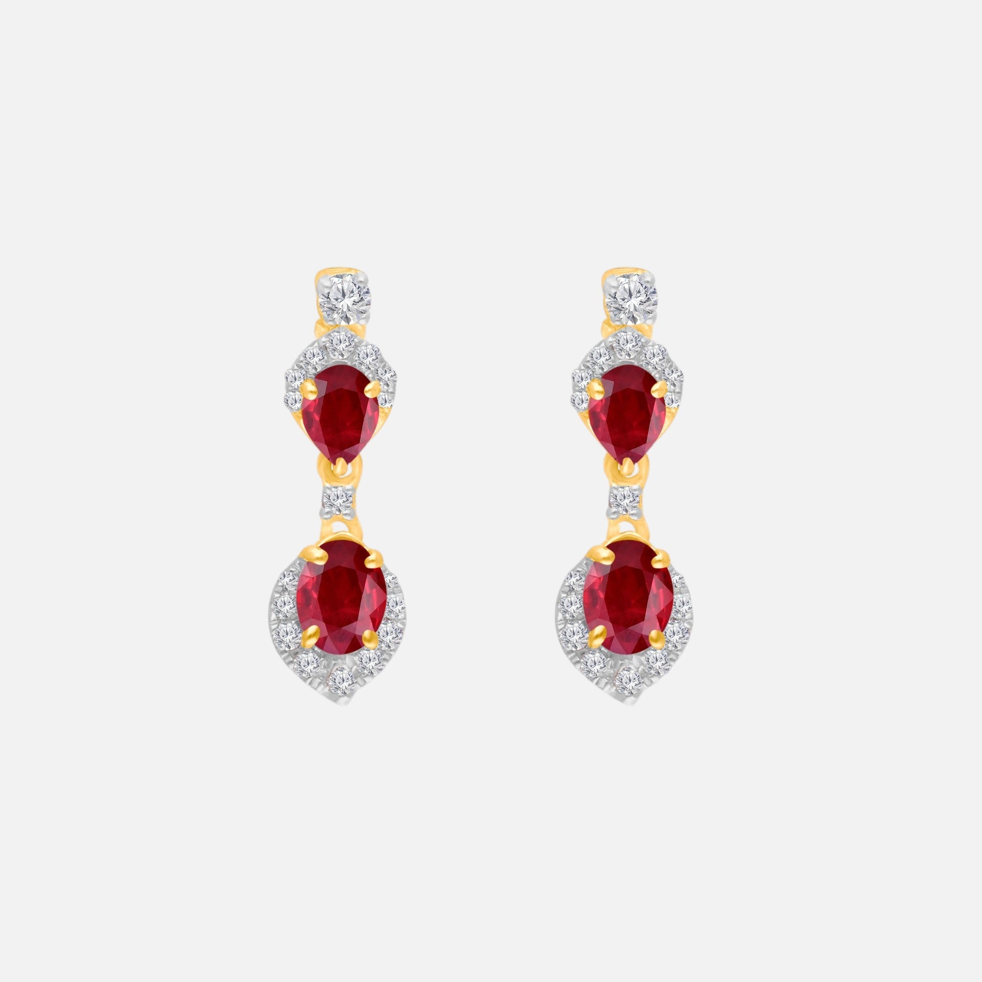 Ruby Diamond Drop Earrings Ruby