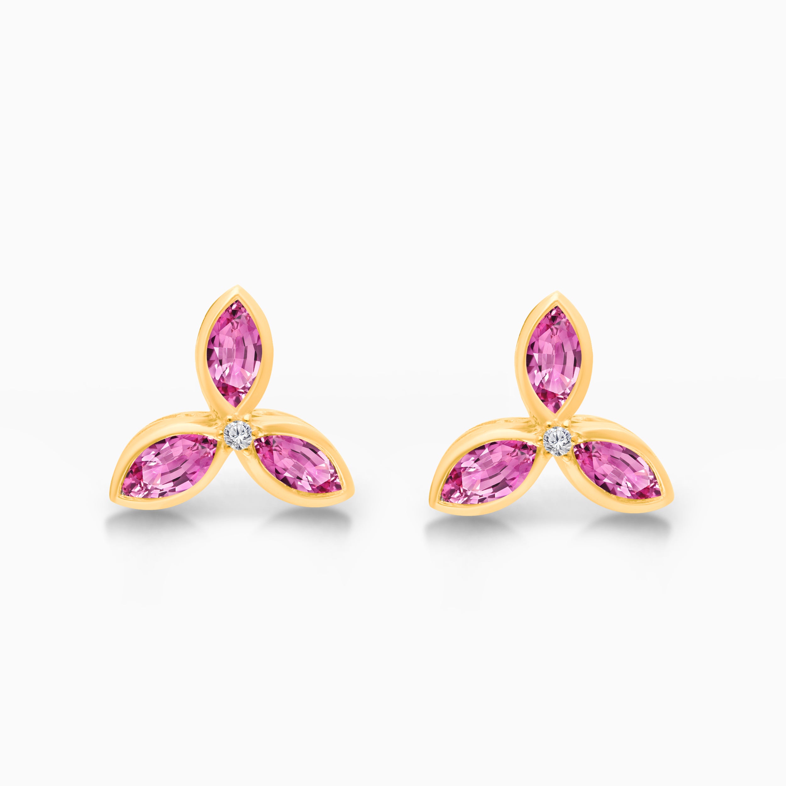 Pink Sapphire Petal Studs