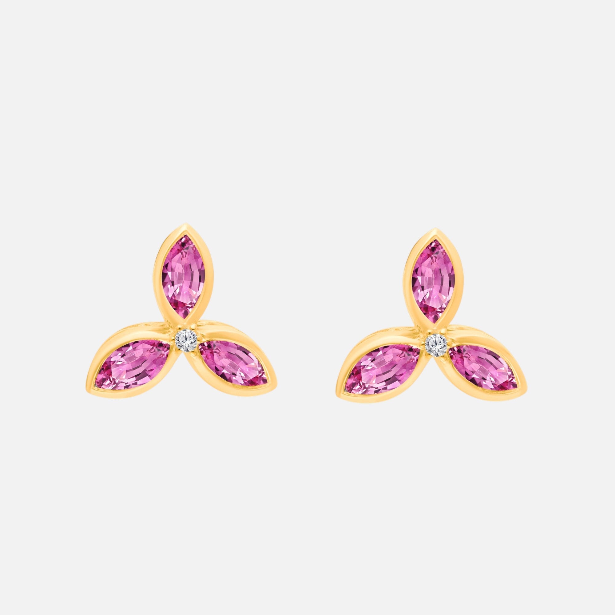 Pink Sapphire Petal Studs Pink Sapphire