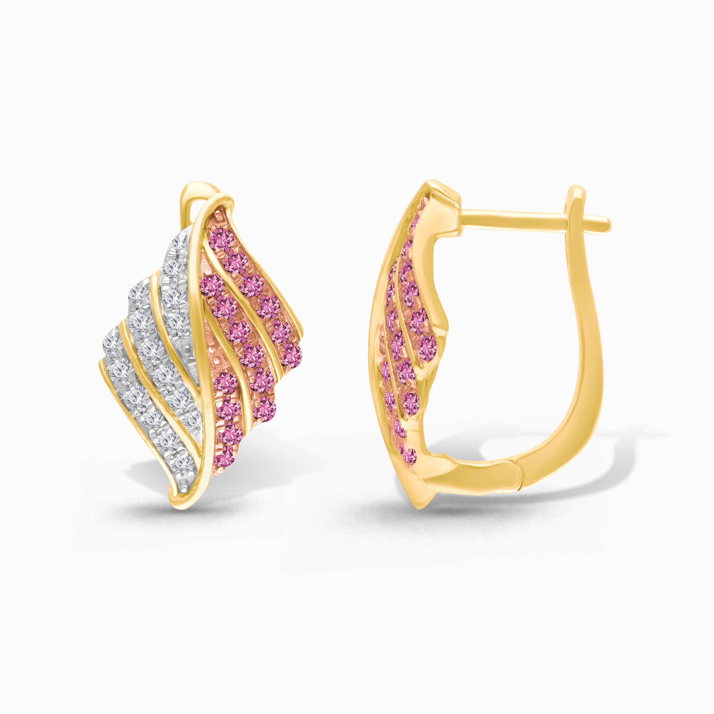 Dualing Feather Pink Sapphire Earrings