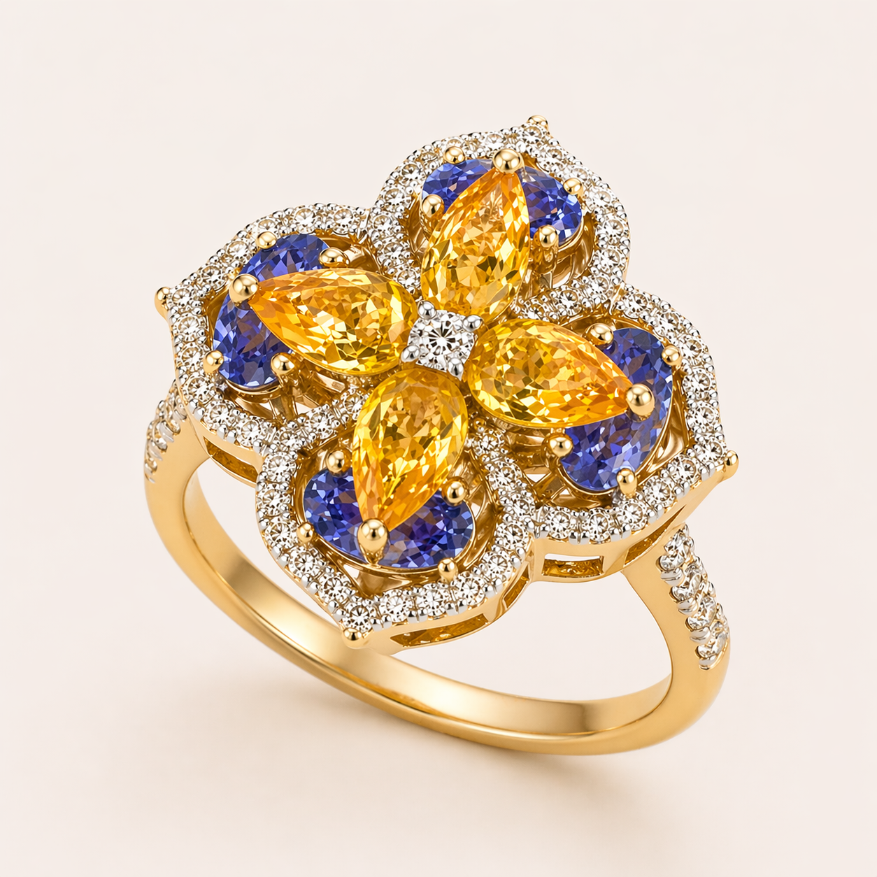 Golden Blossom Tanzanite Ring Tanzanite