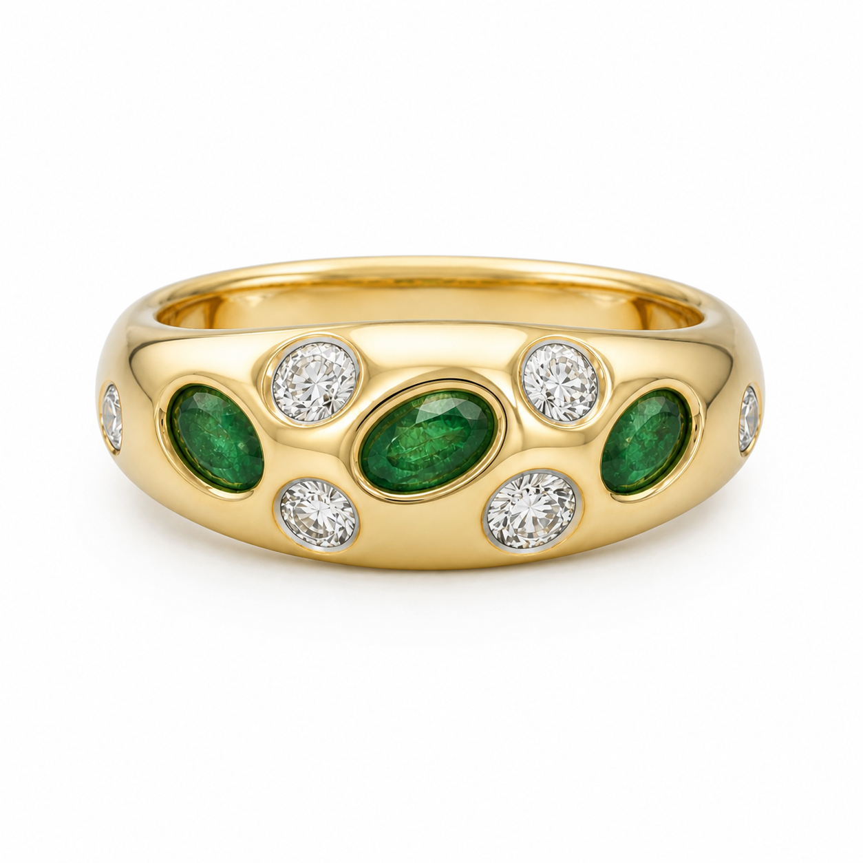 Marquise Emerald & Diamond Band Emerald