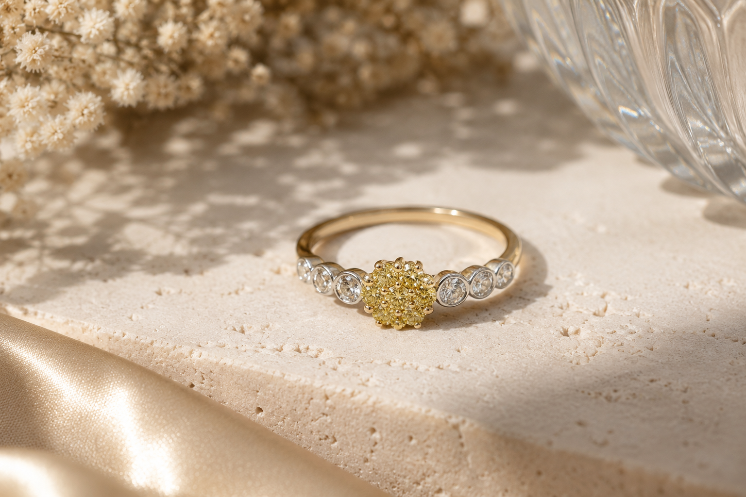 Cluster Bubbles Yellow Diamond Ring Yellow Diamond