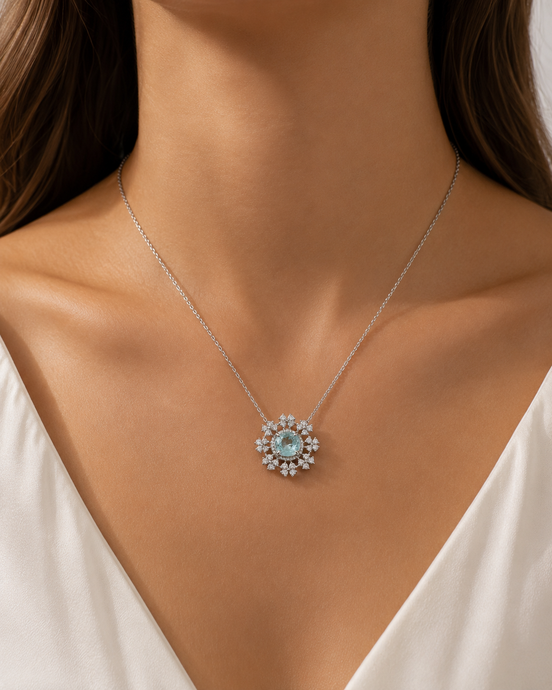 Certified Snowflake Paraiba Necklace