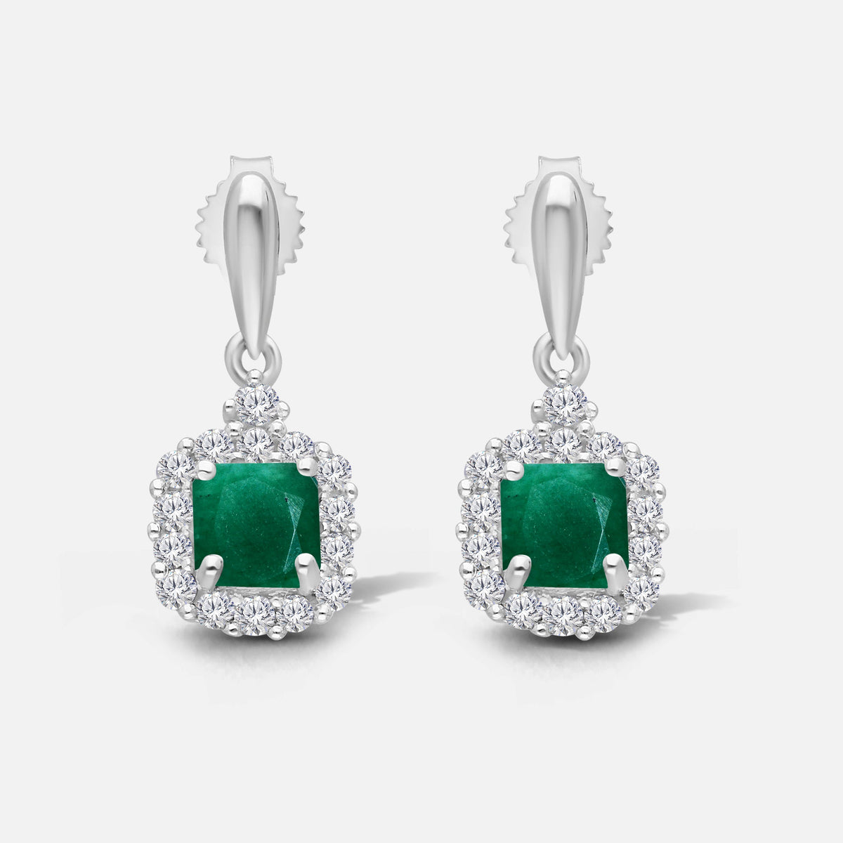 Colombian Emerald & Diamond Dangle Earrings Emerald