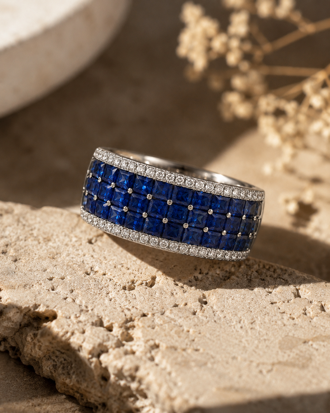 Fortress Sapphire & Diamond Band Blue Sapphire