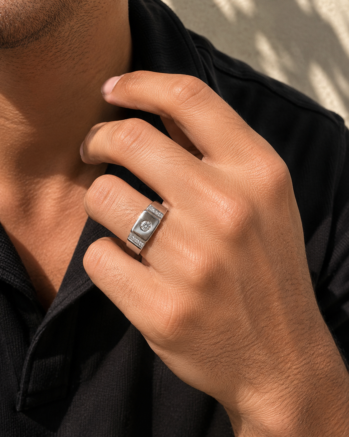 Classic Bezel Diamond Mens Band