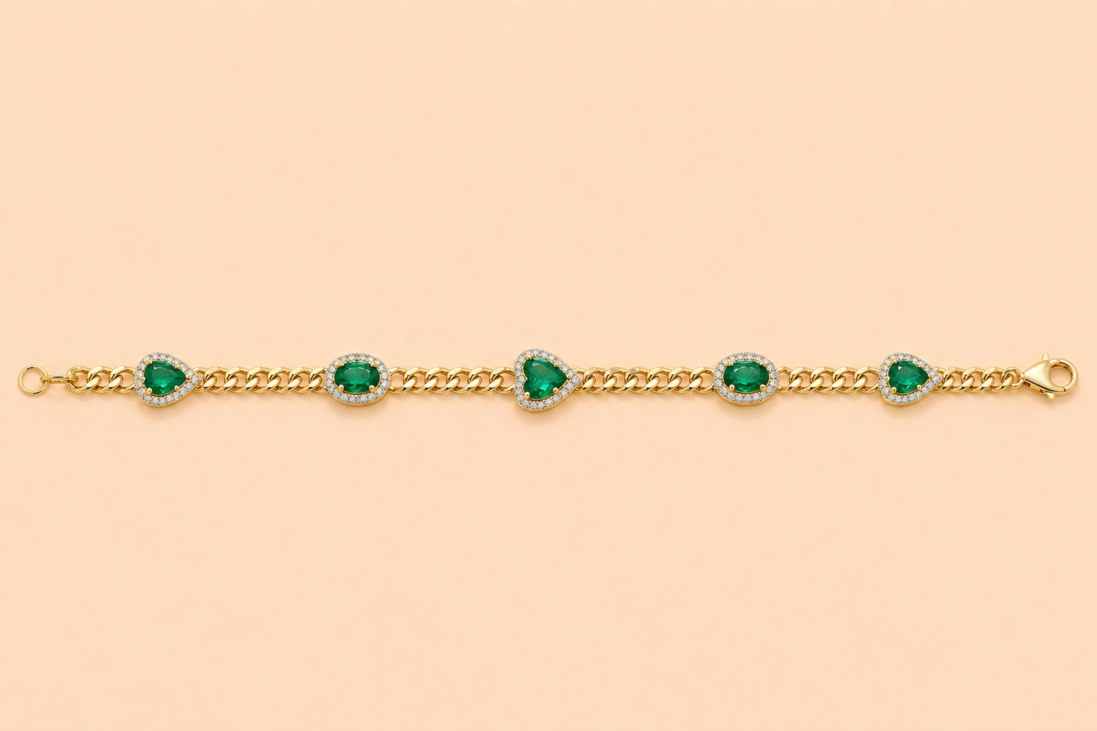 Multi Shaped Emerald & Diamond Bracelet Emerald